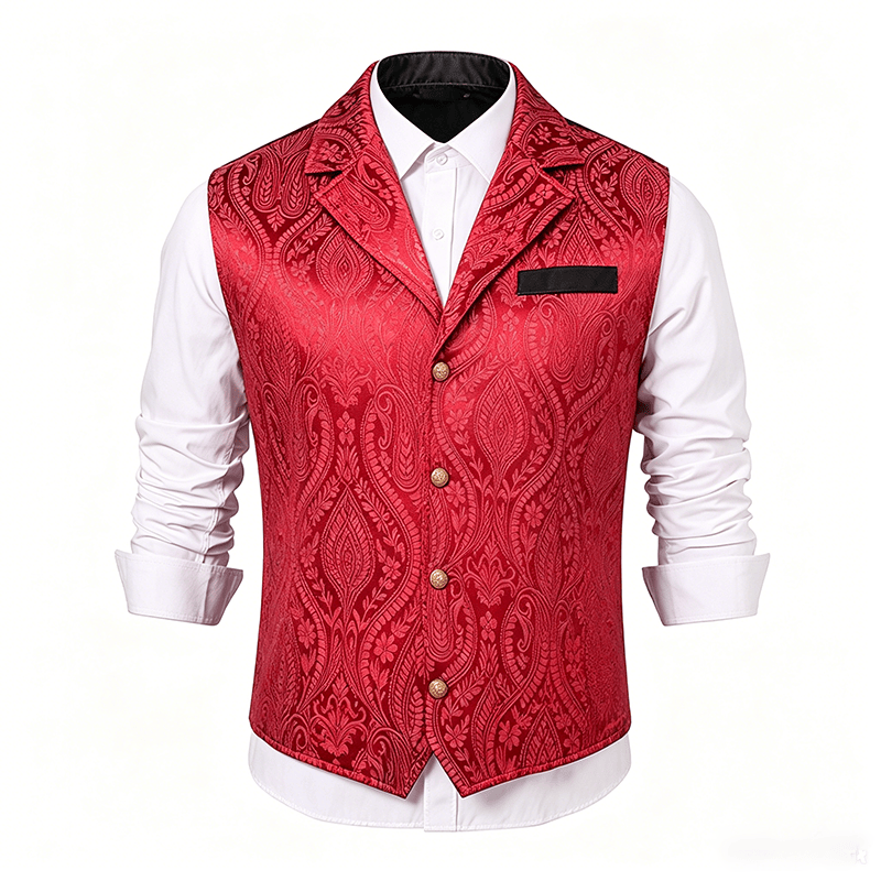 Gilet da uomo in ciniglia stile gotico con motivo floreale jacquard vittoriano, elegante e formale. - image 13