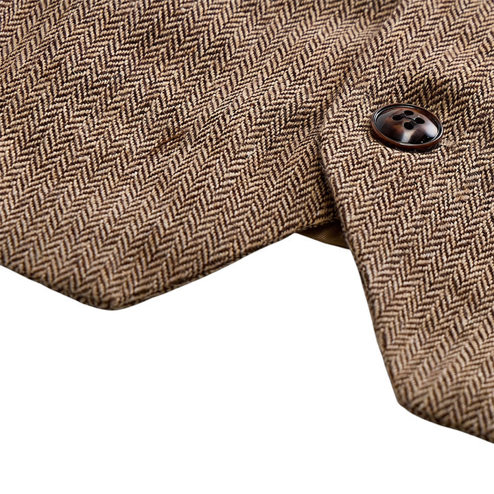 Completo da uomo composto da 2 pezzi: gilet da abito formale color kaki rustico con papillon a fantasia paisley. - image 8