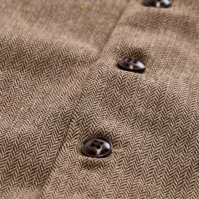 Completo da uomo composto da 2 pezzi: gilet da abito formale color kaki rustico con papillon a fantasia paisley. - image 6