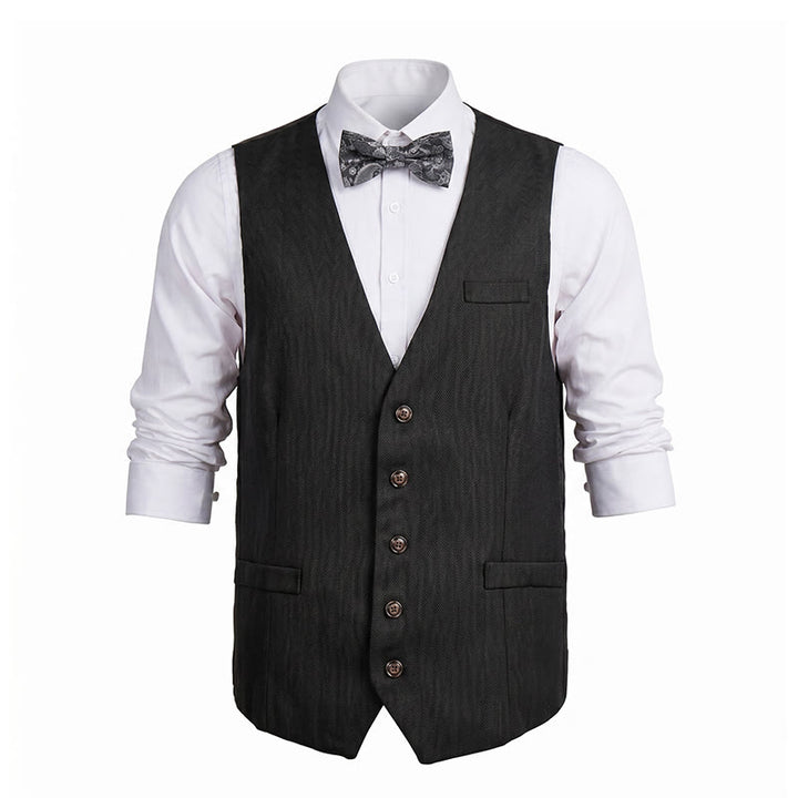 Completo da uomo in 2 pezzi, grigio antracite, con gilet e papillon a fantasia paisley. - image 9