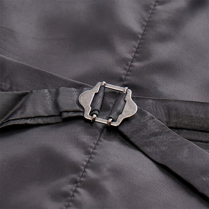 Completo da uomo in 2 pezzi, grigio antracite, con gilet e papillon a fantasia paisley. - image 8