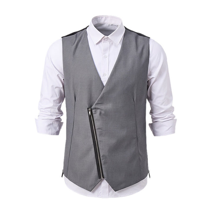 Gilet da uomo moderno con scollo a V e cerniera asimmetrica - image 12