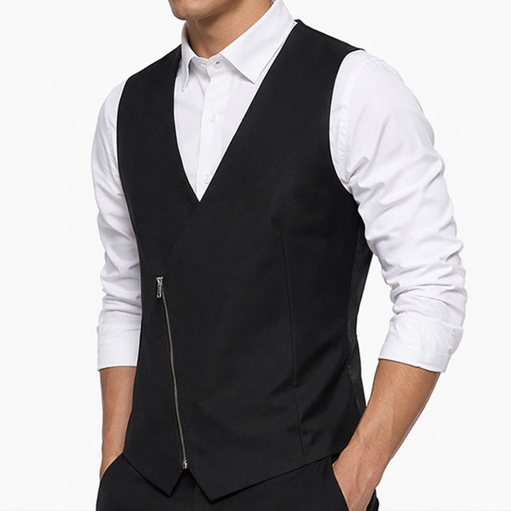 Gilet da uomo moderno con scollo a V e cerniera asimmetrica - image 5