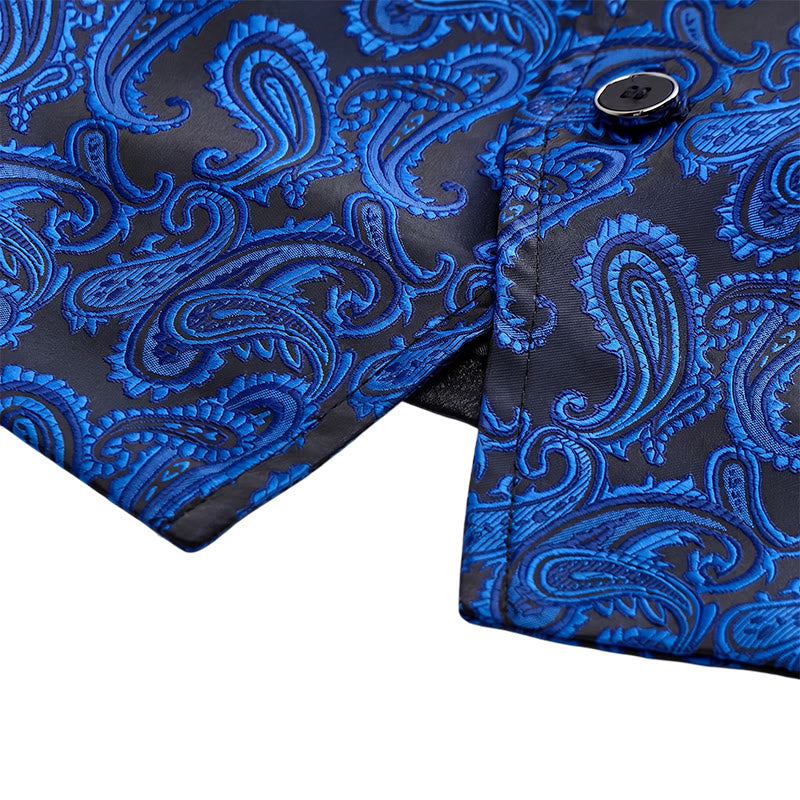 Gilet da uomo in jacquard con stampa paisley floreale e papillon. - image 13