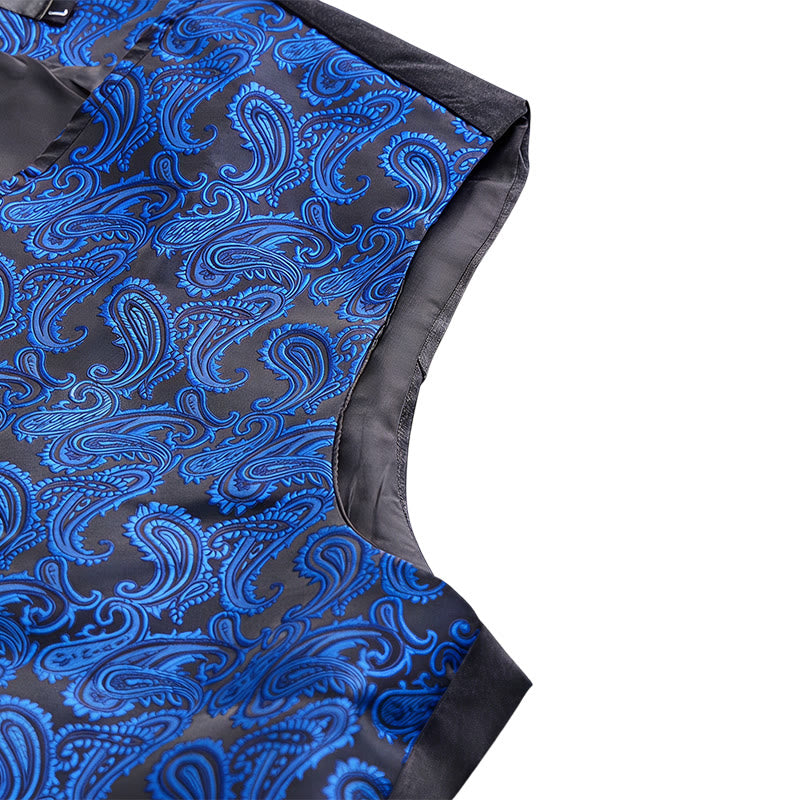 Gilet da uomo in jacquard con stampa paisley floreale e papillon. - image 10
