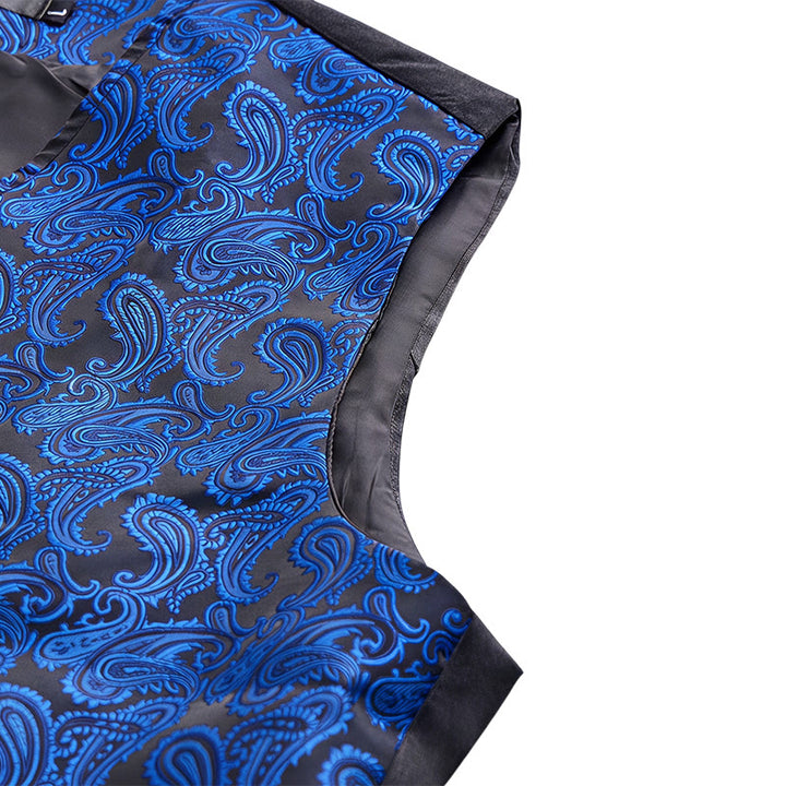 Gilet da uomo in jacquard con stampa paisley floreale e papillon. - image 10