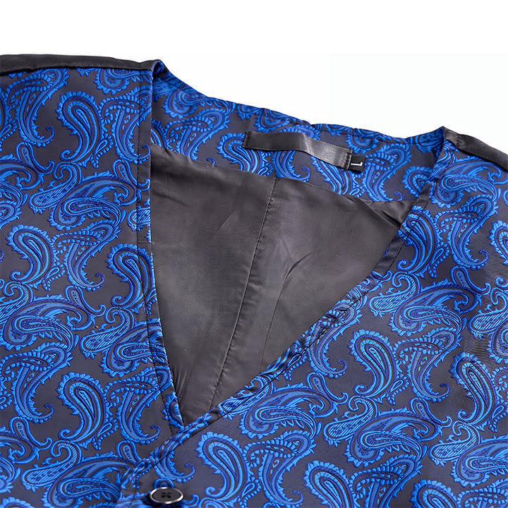 Gilet da uomo in jacquard con stampa paisley floreale e papillon. - image 9