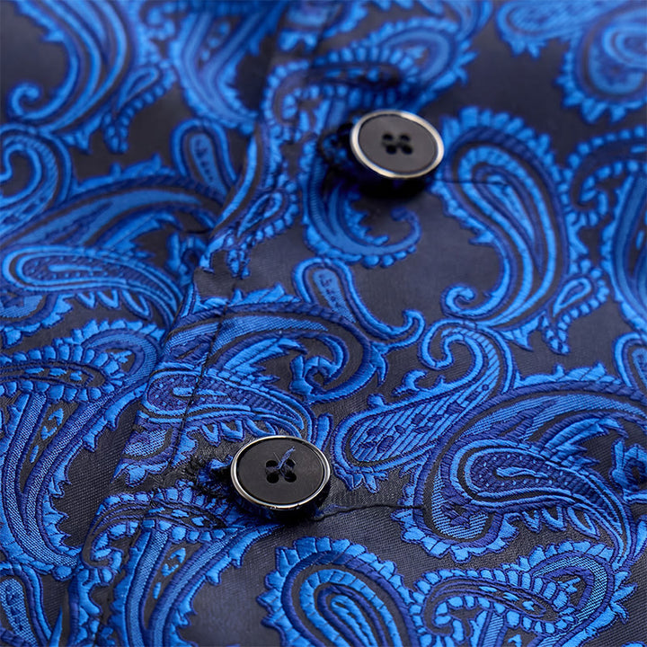 Gilet da uomo in jacquard con stampa paisley floreale e papillon. - image 11