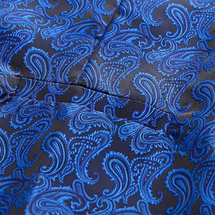 Gilet da uomo in jacquard con stampa paisley floreale e papillon. - image 12