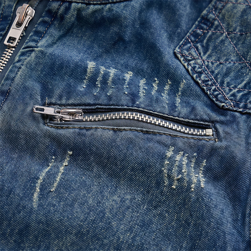 Gilet da uomo Urban Rebel in denim lavato con cerniera, stile biker. - image 5