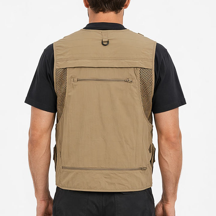 Gilet da pesca multiuso leggero con fodera in rete e tasche multiple. - image 2