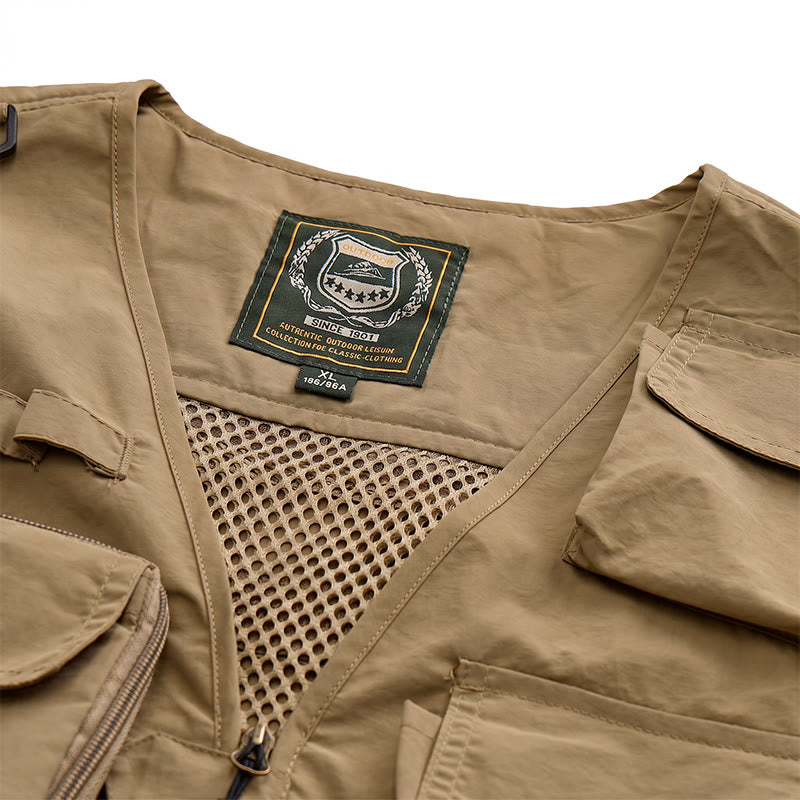 Gilet da pesca multiuso leggero con fodera in rete e tasche multiple. - image 7