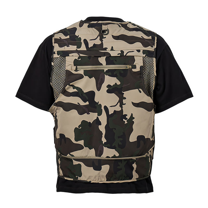 Gilet mimetico da caccia, multitasche, leggero, foderato in rete. - image 10