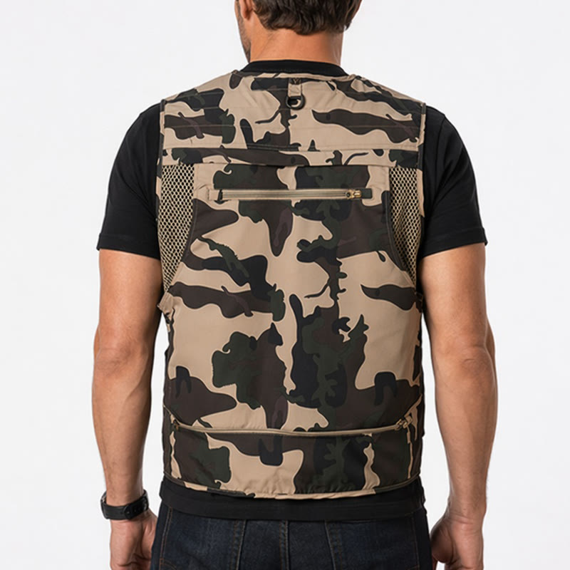 Gilet mimetico da caccia, multitasche, leggero, foderato in rete. - image 2