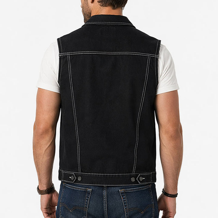 Gilet in denim nero patchwork Highway Rebel - image 2