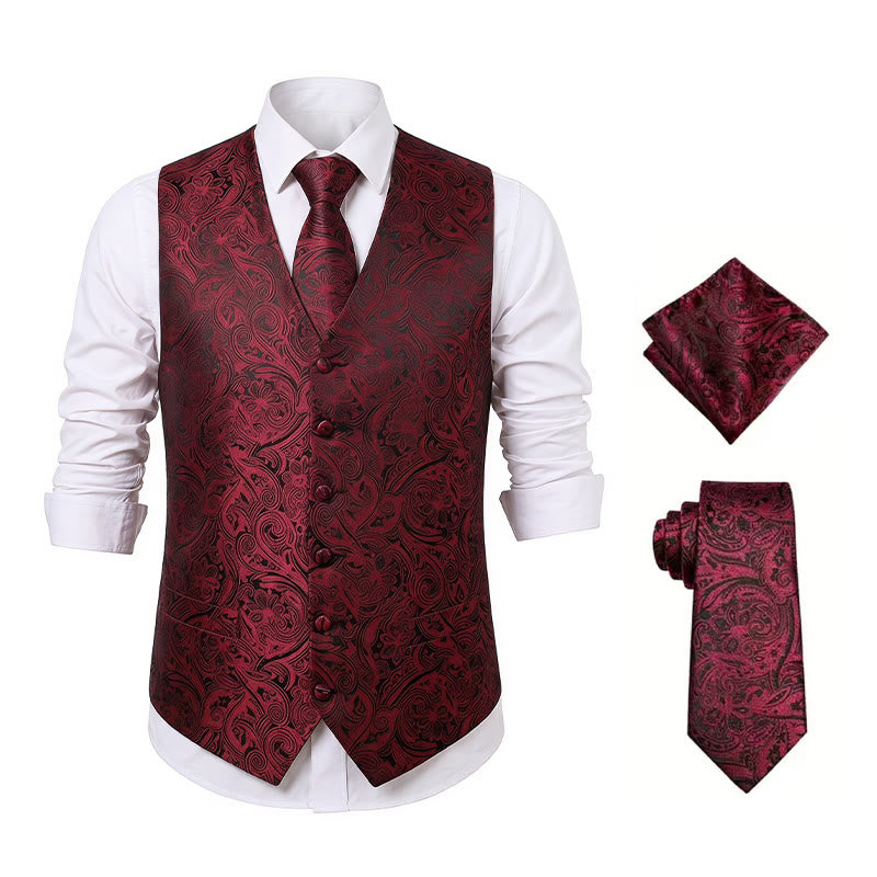 Completo da uomo vintage con gilet in jacquard paisley e abito formale. - image 20