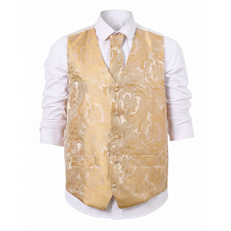 Completo da uomo vintage con gilet in jacquard paisley e abito formale. - image 15