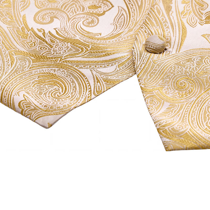 Completo da uomo vintage con gilet in jacquard paisley e abito formale. - image 11