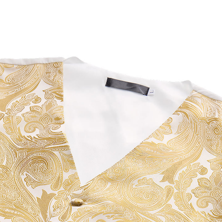 Completo da uomo vintage con gilet in jacquard paisley e abito formale. - image 7