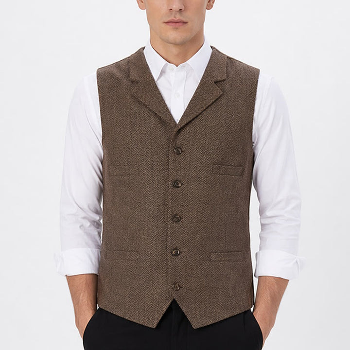 Gilet da abito da uomo a spina di pesce con catena decorativa - image 1