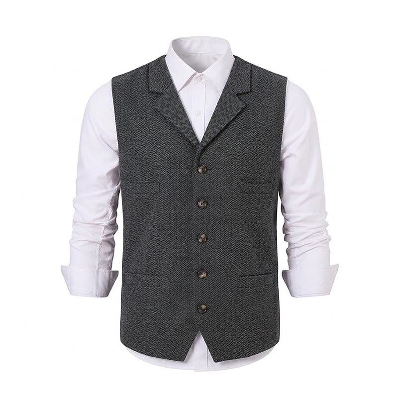 Gilet da abito da uomo a spina di pesce con catena decorativa - image 27