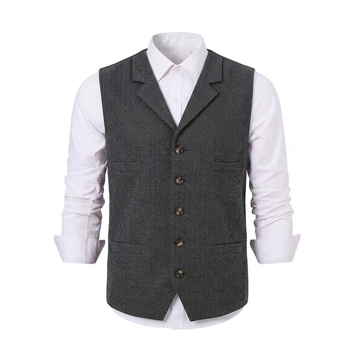 Gilet da abito da uomo a spina di pesce con catena decorativa - image 27
