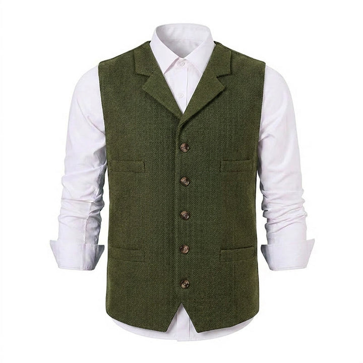 Gilet da abito da uomo a spina di pesce con catena decorativa - image 28