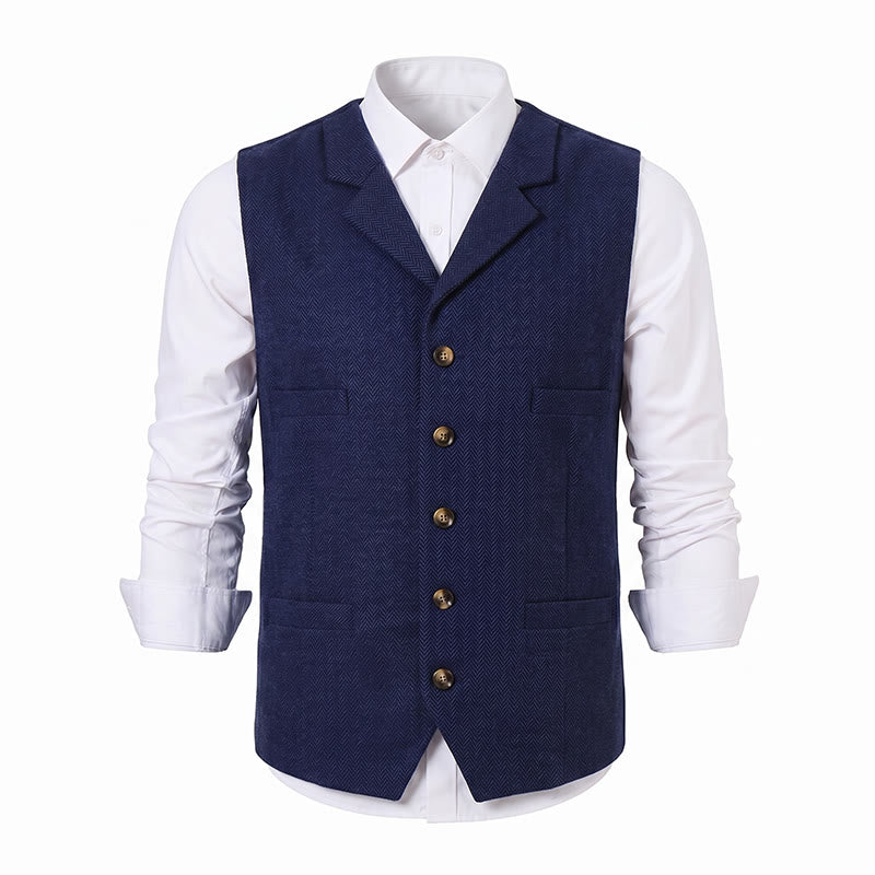 Gilet da abito da uomo a spina di pesce con catena decorativa - image 25