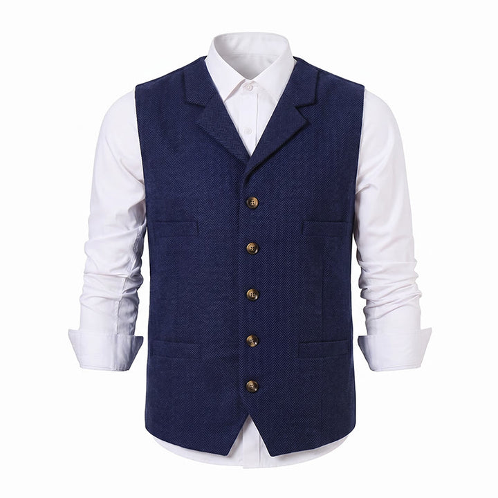 Gilet da abito da uomo a spina di pesce con catena decorativa - image 25