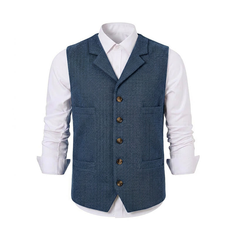 Gilet da abito da uomo a spina di pesce con catena decorativa - image 23