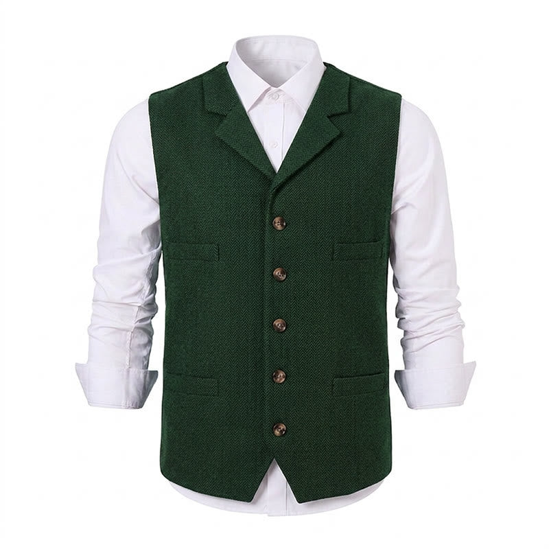 Gilet da abito da uomo a spina di pesce con catena decorativa - image 29