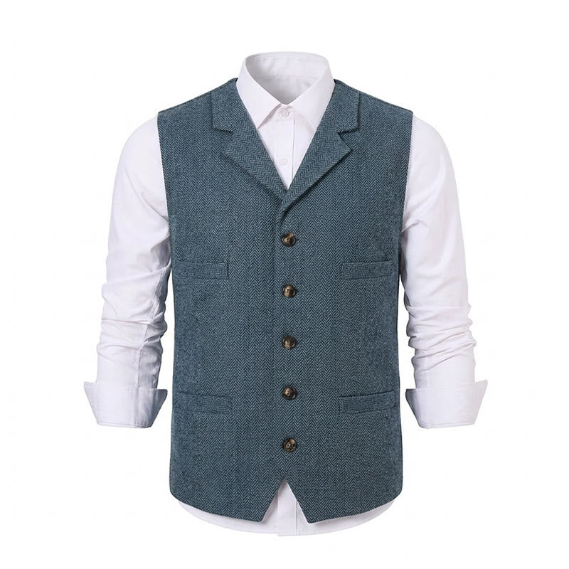 Gilet da abito da uomo a spina di pesce con catena decorativa - image 30
