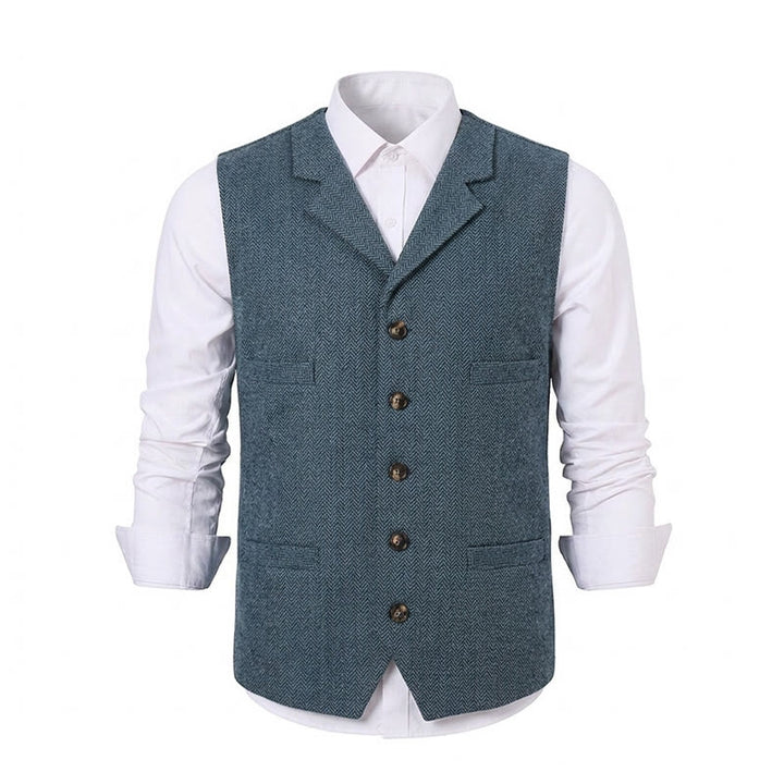Gilet da abito da uomo a spina di pesce con catena decorativa - image 30