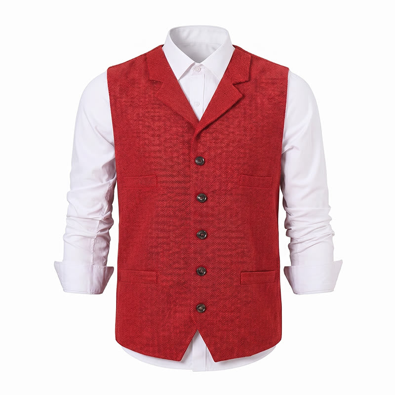 Gilet da abito da uomo a spina di pesce con catena decorativa - image 26