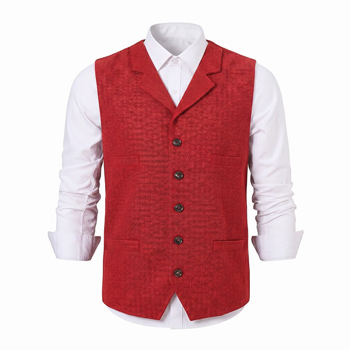 Gilet da abito da uomo a spina di pesce con catena decorativa - image 26