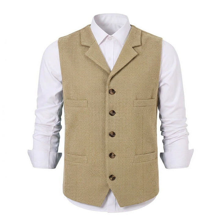 Gilet da abito da uomo a spina di pesce con catena decorativa - image 31