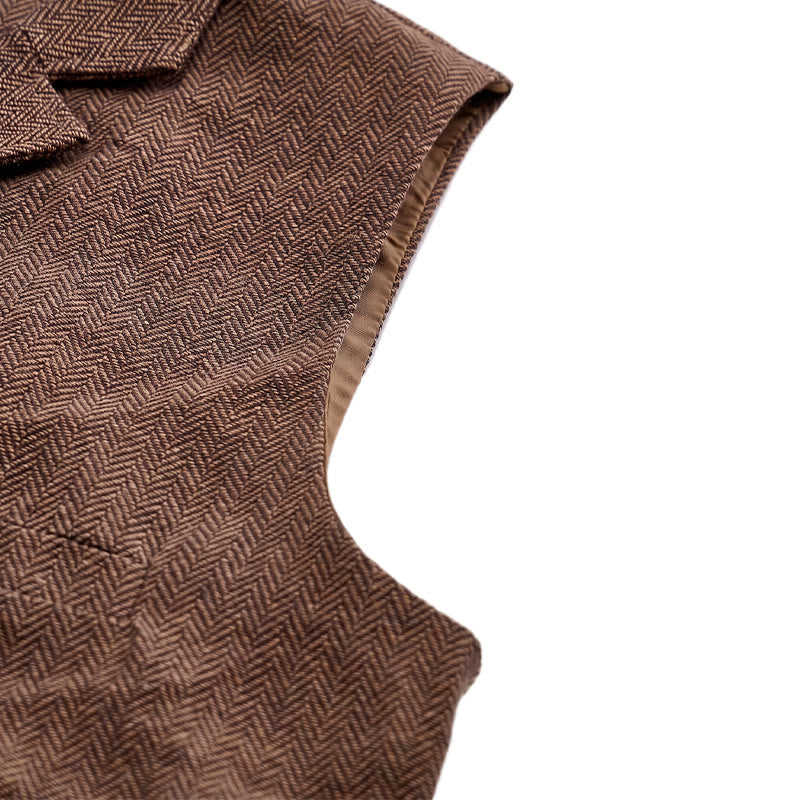 Gilet da abito da uomo a spina di pesce con catena decorativa - image 18
