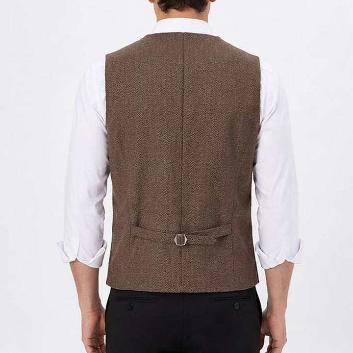 Gilet da abito da uomo a spina di pesce con catena decorativa - image 3
