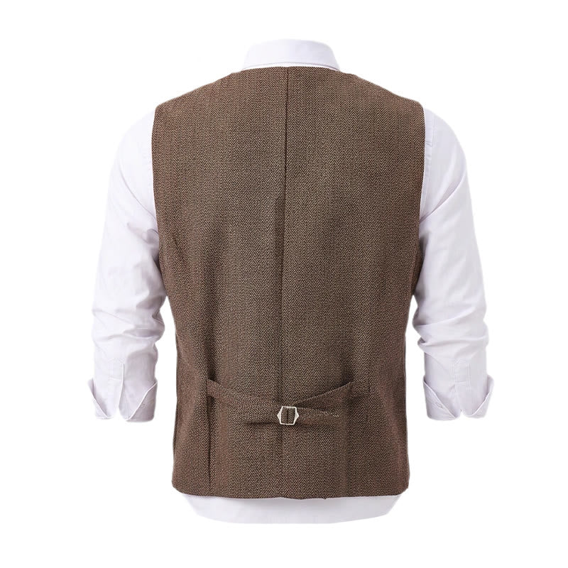 Gilet da abito da uomo a spina di pesce con catena decorativa - image 22
