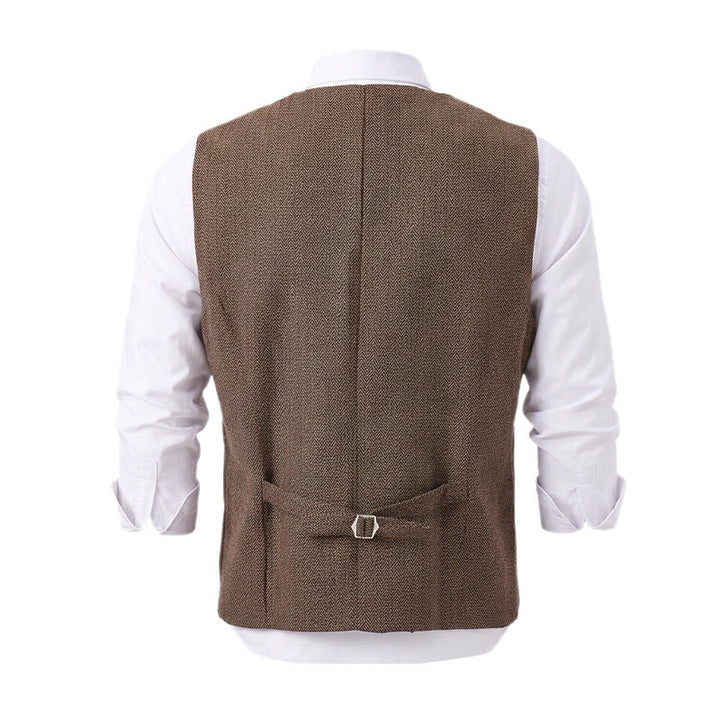 Gilet da abito da uomo a spina di pesce con catena decorativa - image 22