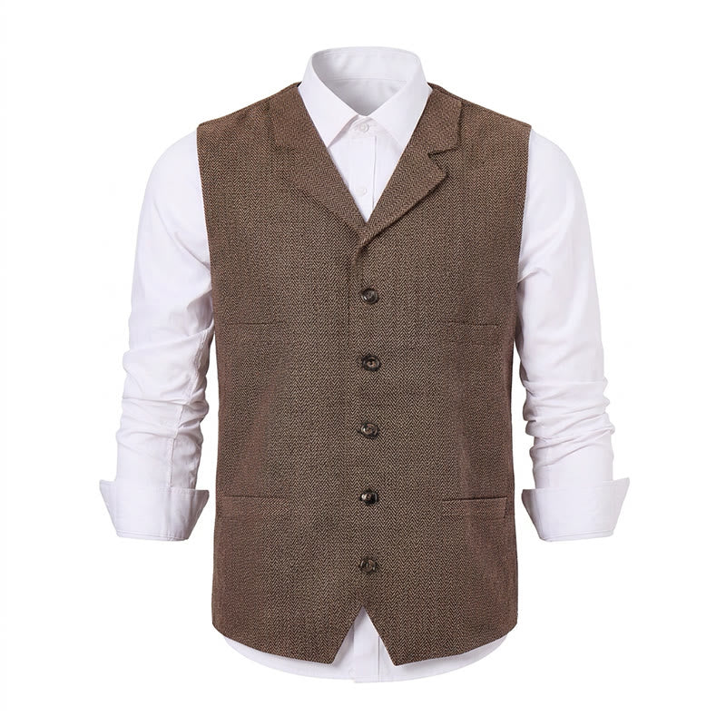 Gilet da abito da uomo a spina di pesce con catena decorativa - image 21