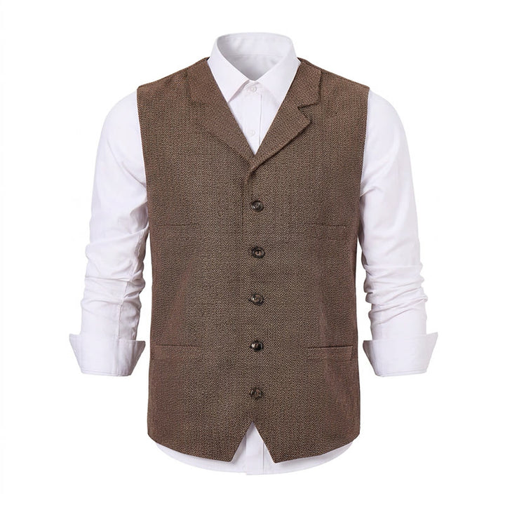 Gilet da abito da uomo a spina di pesce con catena decorativa - image 21