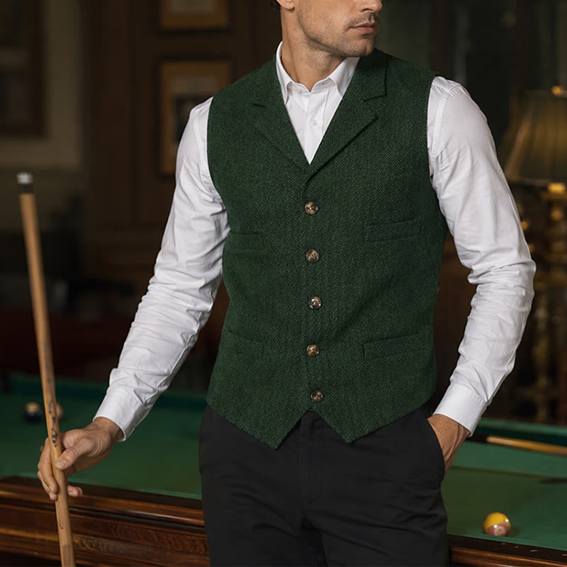 Gilet da abito da uomo a spina di pesce con catena decorativa - Verde - 4XL - image 11