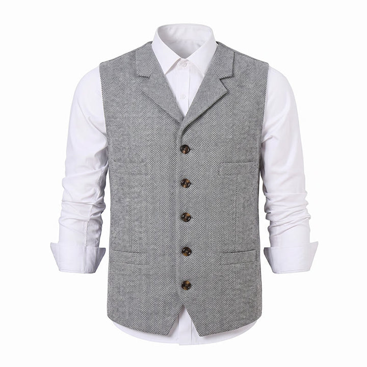 Gilet da abito da uomo a spina di pesce con catena decorativa - image 24
