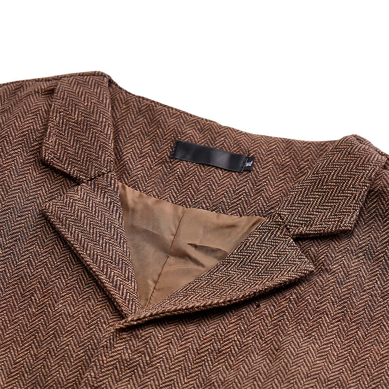 Gilet da abito da uomo a spina di pesce con catena decorativa - image 17