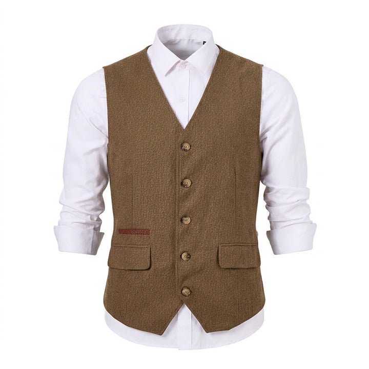 Gilet da uomo in tessuto a spina di pesce, spesso e casual, in stile britannico. - image 22
