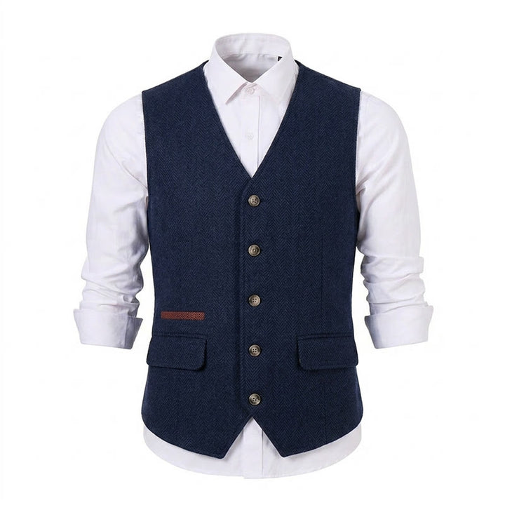 Gilet da uomo in tessuto a spina di pesce, spesso e casual, in stile britannico. - image 25