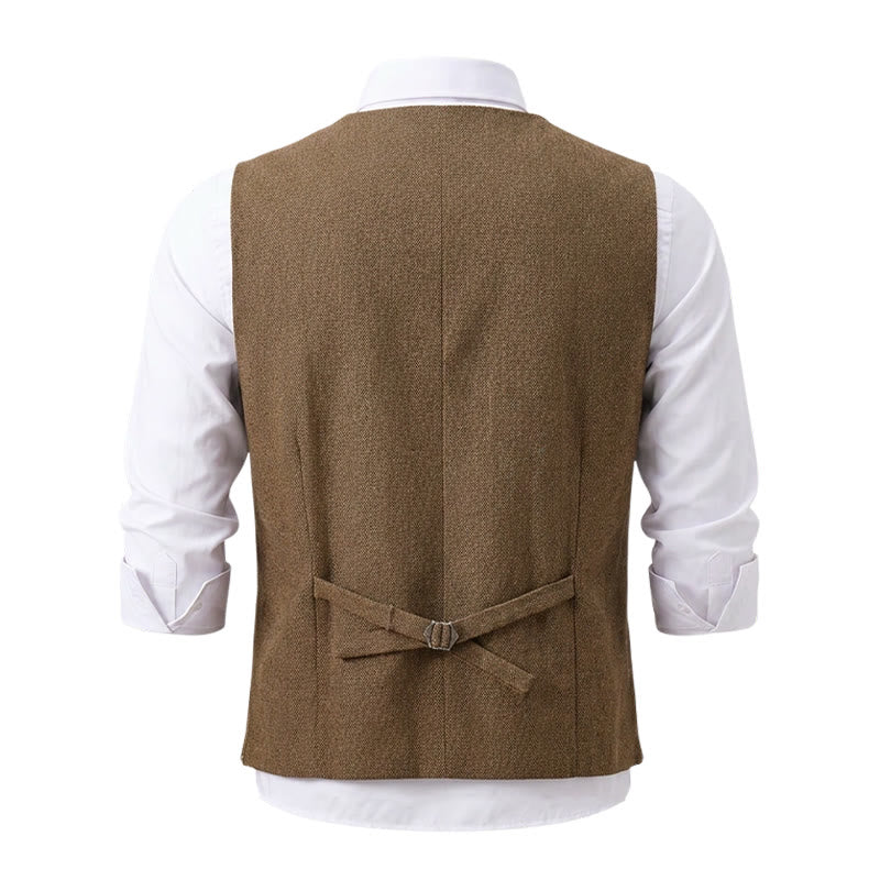 Gilet da uomo in tessuto a spina di pesce, spesso e casual, in stile britannico. - image 23