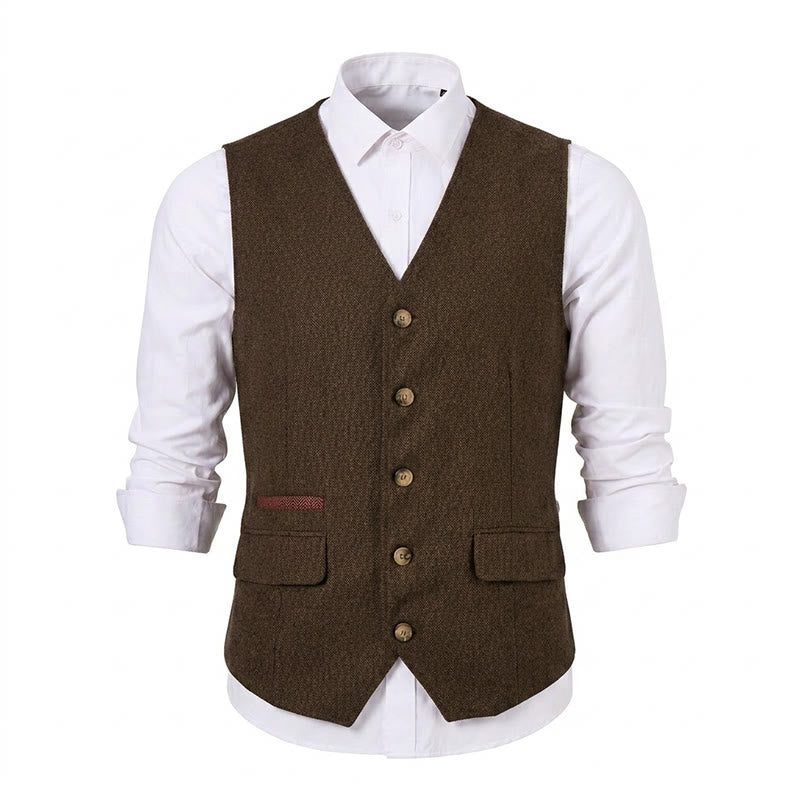 Gilet da uomo in tessuto a spina di pesce, spesso e casual, in stile britannico. - image 36