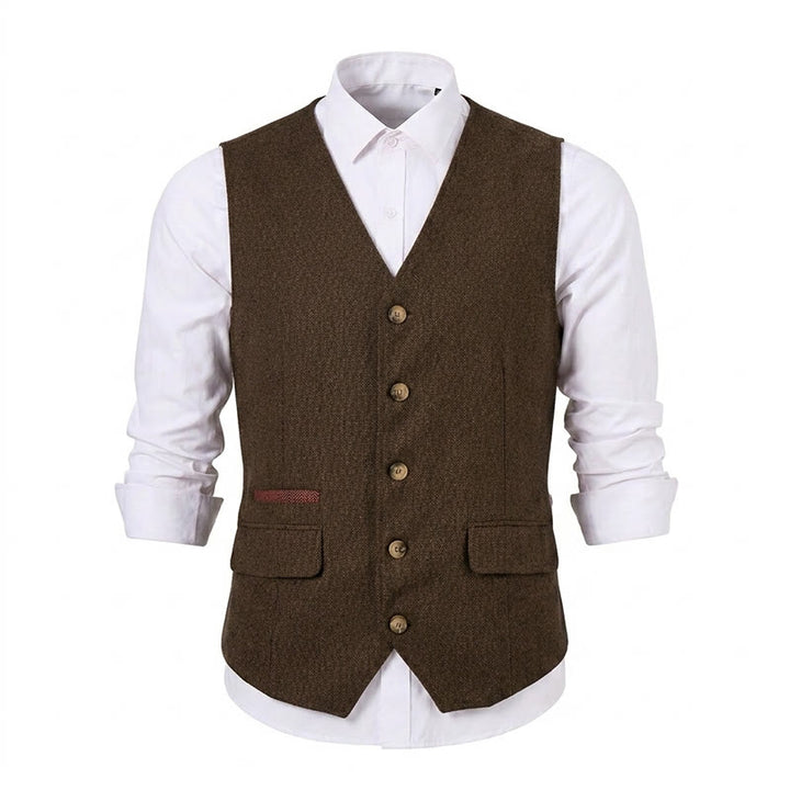 Gilet da uomo in tessuto a spina di pesce, spesso e casual, in stile britannico. - image 36